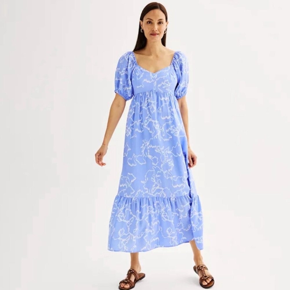 Nine West Blue and White Maxi Dress